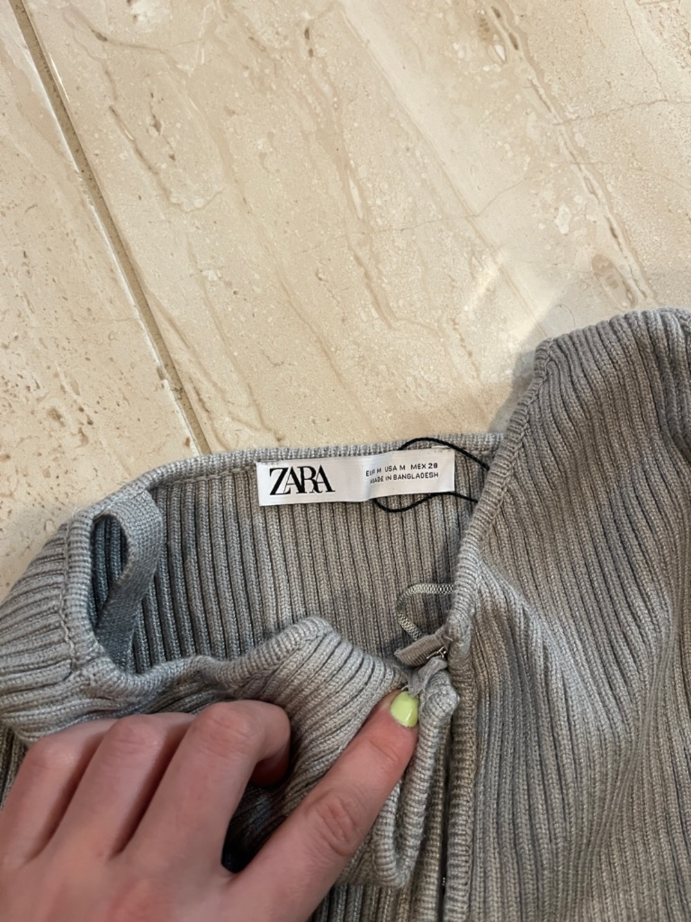Zara Light Grey Ribbed Button-Front Camisole - Picture 4 of 6